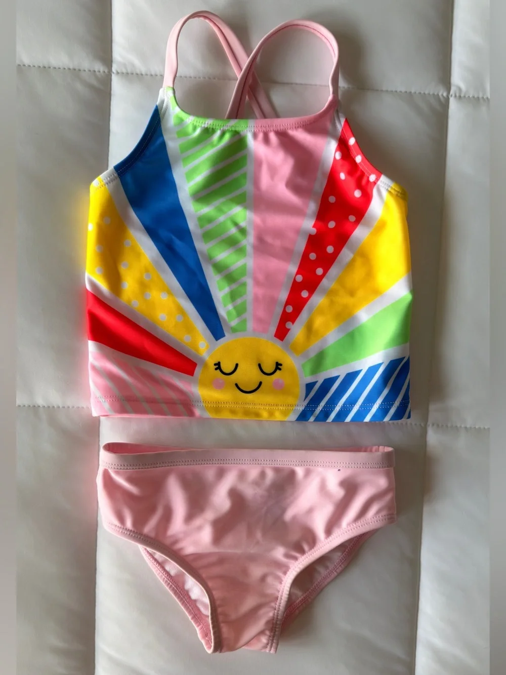 Wonder Nation Girls 3T Rainbow Sun 2 Piece Tankini Swimsuit